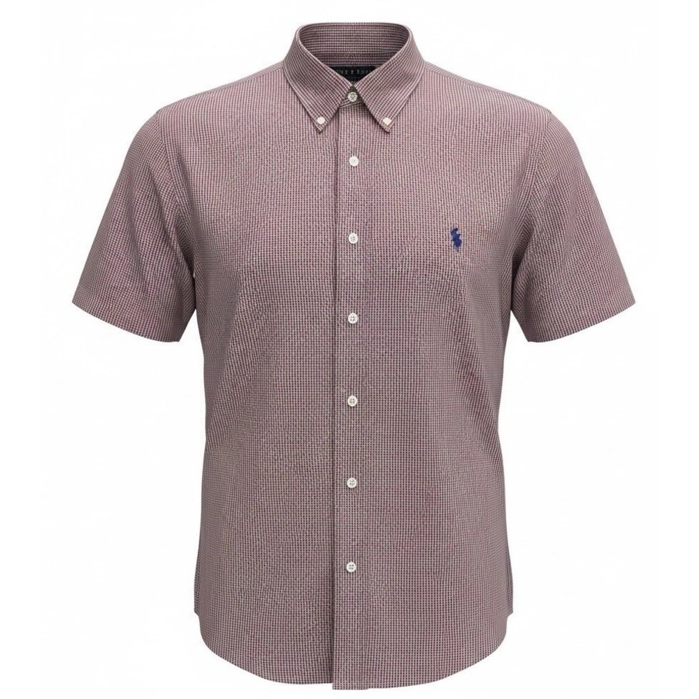 Ralph Lauren Shirt Mens Large Plaid Button Up Short Sleeve Blake Cotton EUC